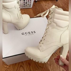 White Guess Combat Statement Booties
